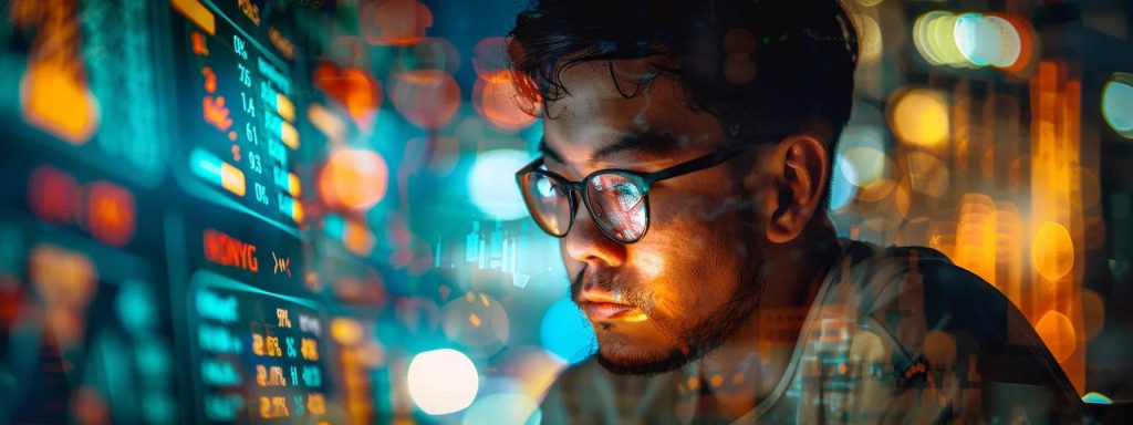 a captivating, high-contrast image of a scholar deeply immersed in analyzing financial charts illuminated by soft, focused lighting, set against a backdrop of symbolic economic indicators.