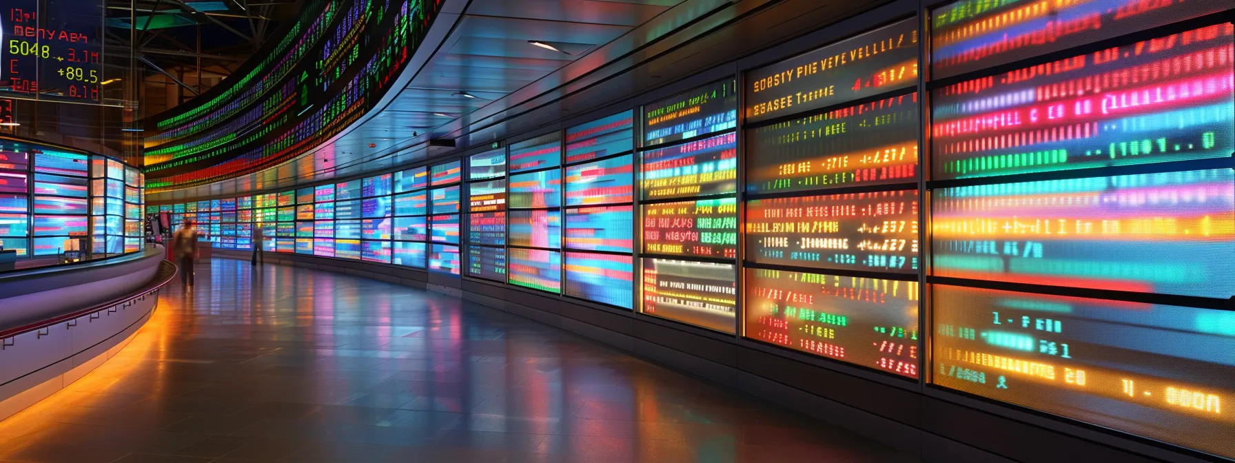 a dynamic stock trading display illuminated by vibrant sms alerts, showcasing fluctuating market data and colorful notifications that embody the fast-paced nature of modern finance.