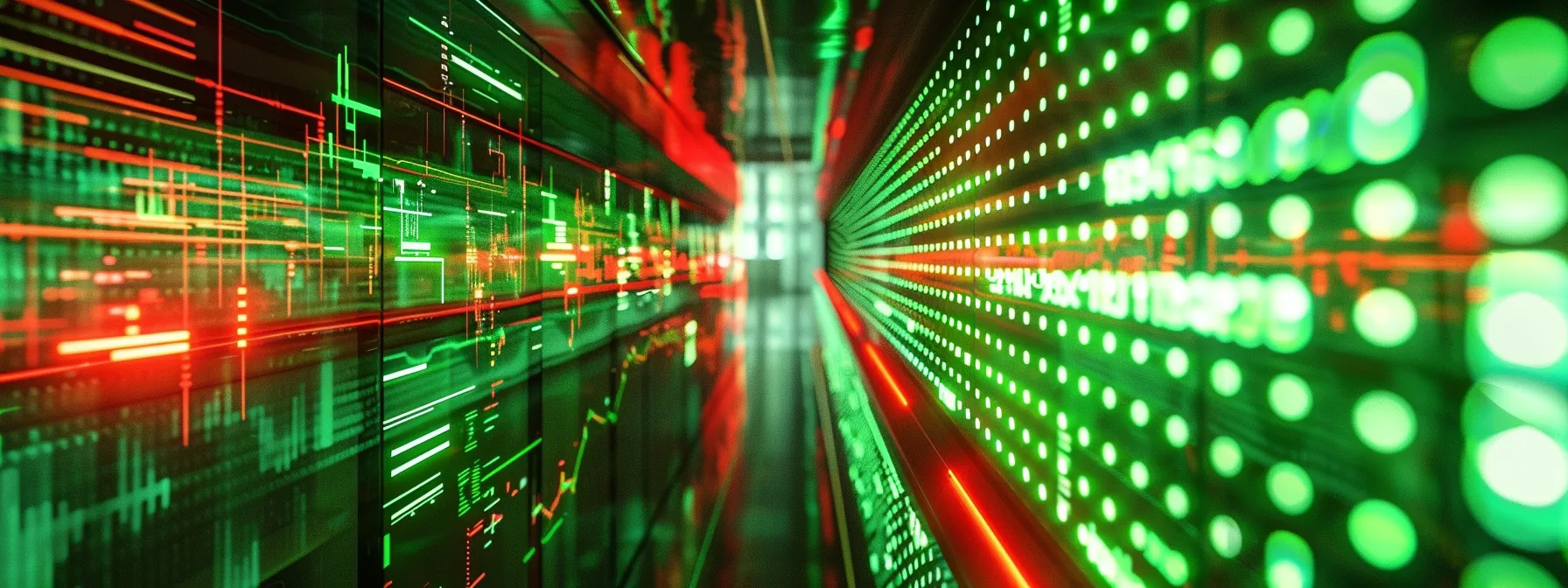 a sleek, modern stock market dashboard glows intensely with vivid green and red indicators, symbolizing the dynamic fluctuations of stock prices and the urgency of alerts for informed investors.