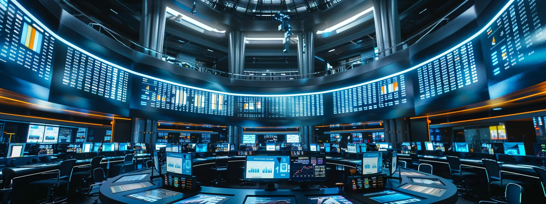 a vibrant, futuristic trading floor bustling with analysts eagerly monitoring dynamic stock market alerts on sleek digital screens, illuminated by the glow of real-time data updates.